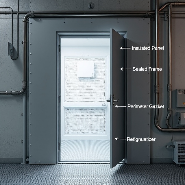 Cold room door insulation with insulated panel and sealed frame